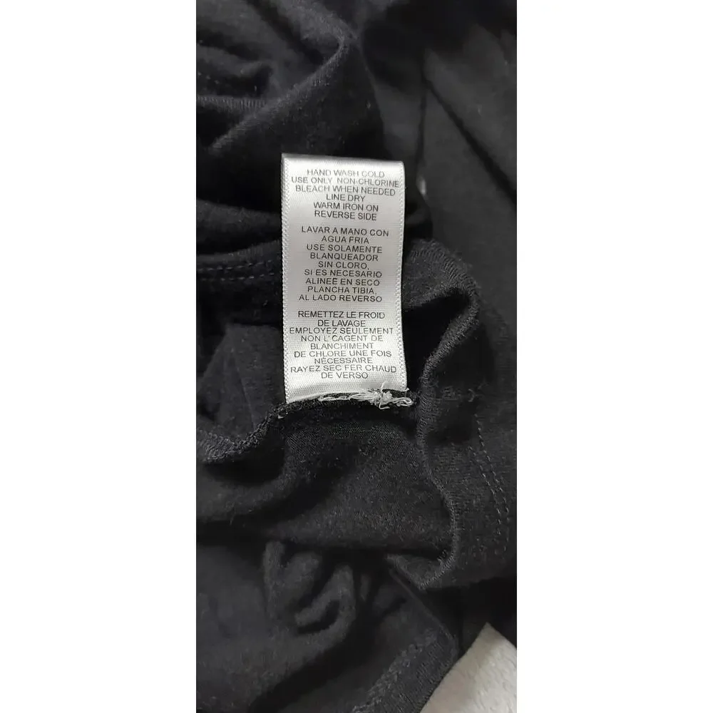 Michael Kors Black Long Sleeve Top V Neck Metal Disc